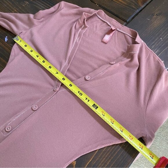 Skims Softlounge button up ribbed pink henley romper size medium - Picture 5 of 6